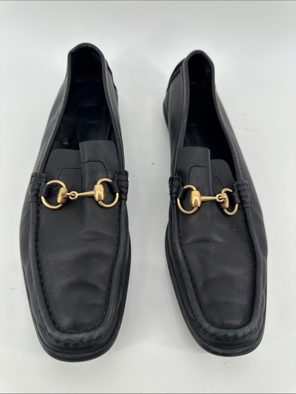 Vintage Gucci Black Leather Horsebit Loafers with Gold Hardware Women’s sz 11B - Picture 3 of 12